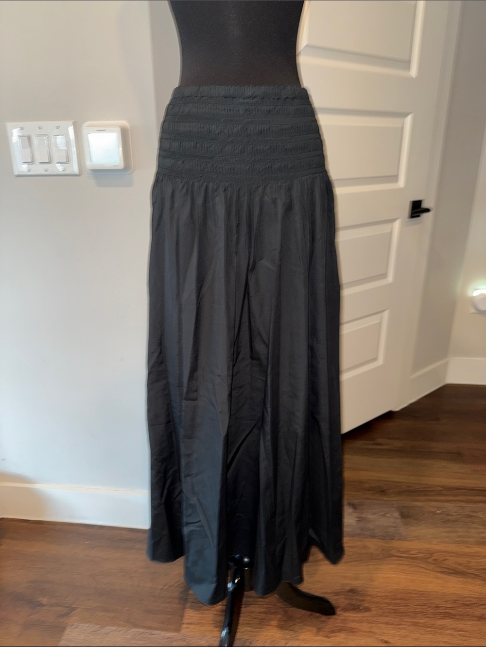 LIKE NEW Rag & Bone Black Smocked Waist Maxi Skirt